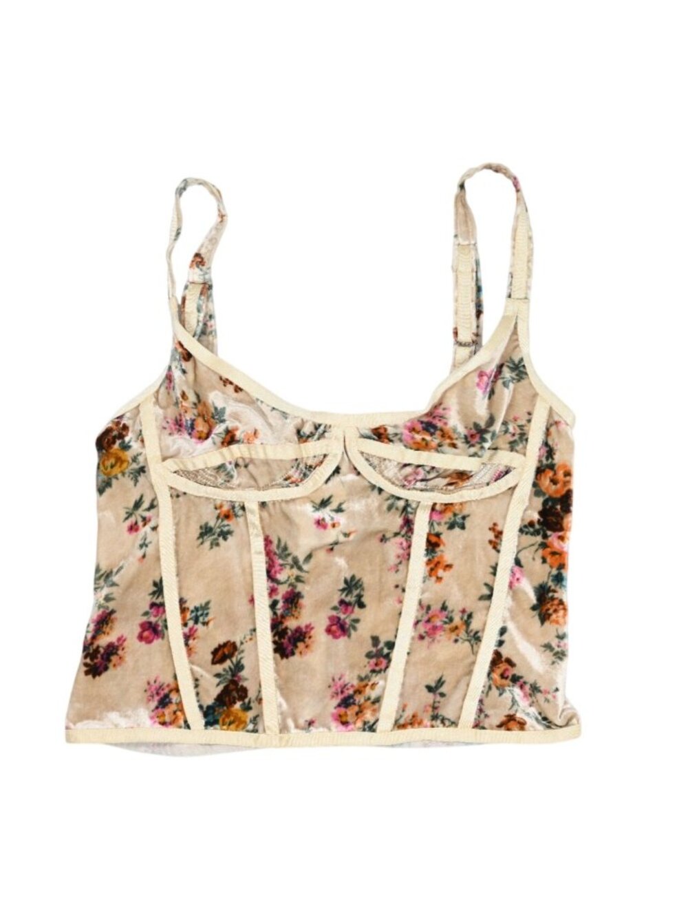 R13 Corset Cami With Tapes in Floral Ecru